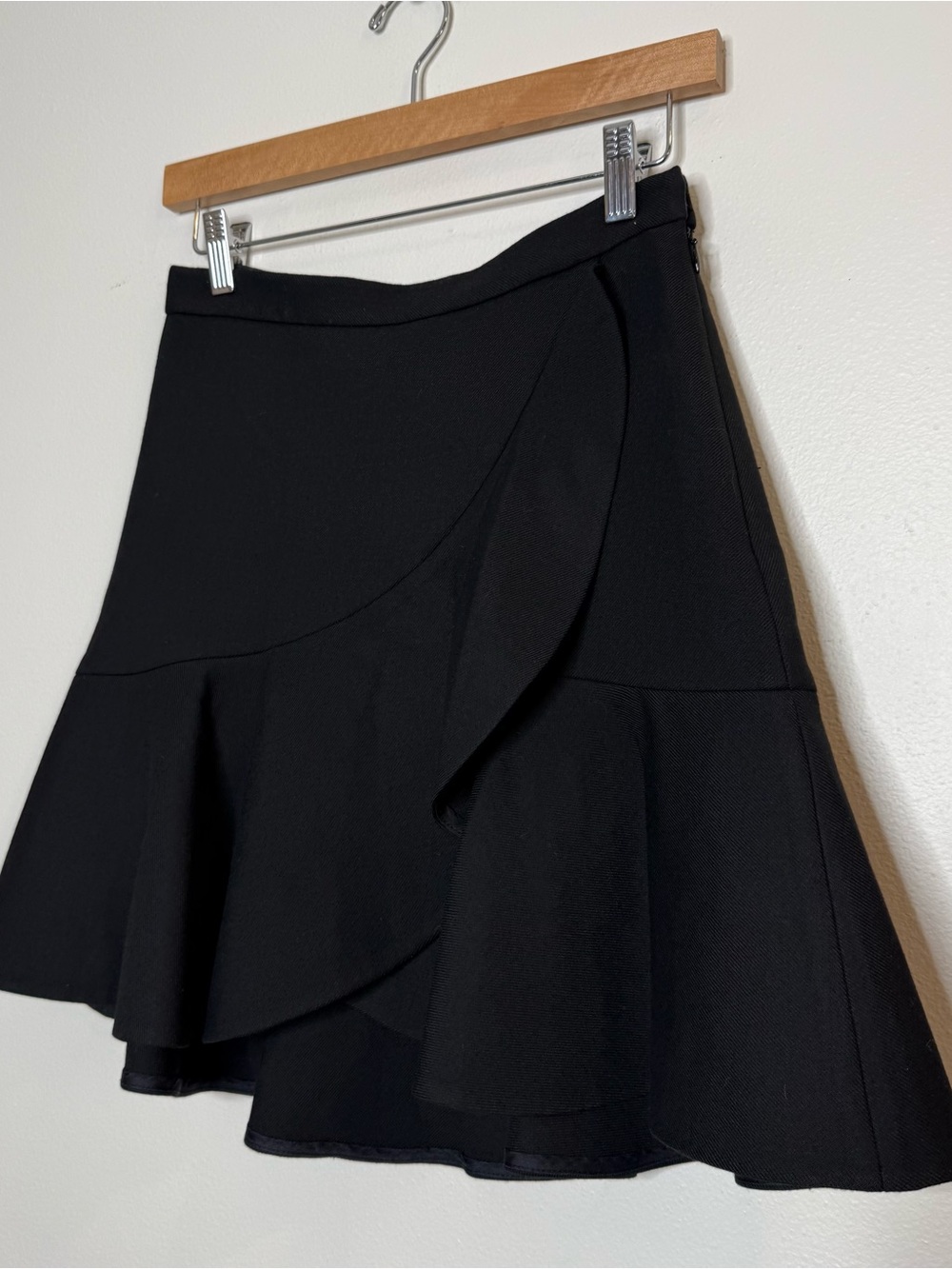 3.1 Phillip Lim Designer Wool Silk Mini Black Ruffle Tier Skirt size 4 - Picture 5 of 13